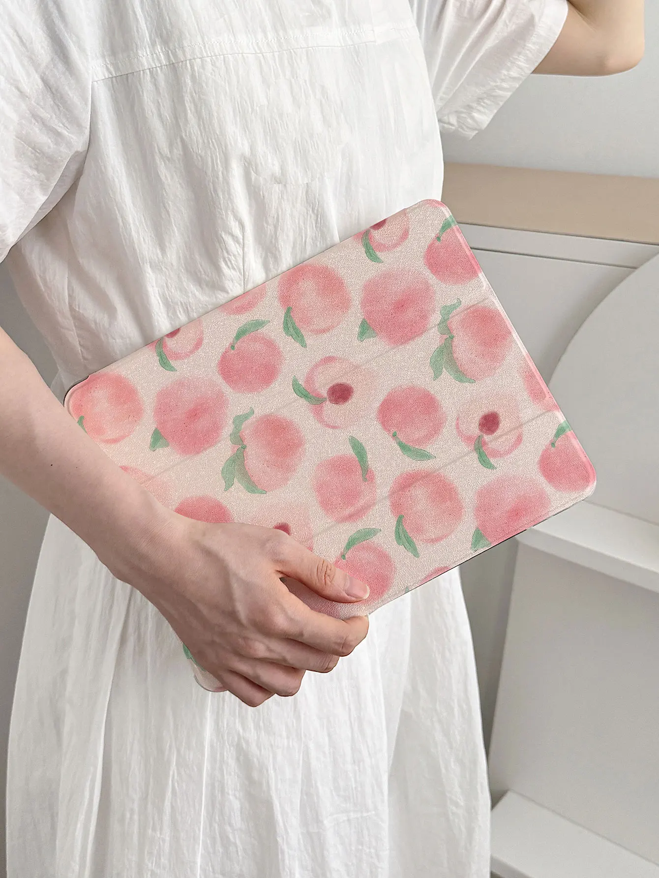 Pink Peach Fruit Tablet Case, Suitable for iPad Case Ipad7/8/9 Tablet Cover 2022 Apple Air5/4/3 Ninth Generation 10.2 70% off Pro11 Full Cover 2024 Mini 7 New Model Air6/Ipad Tenth Generation Protective Case/Air 11 (M3