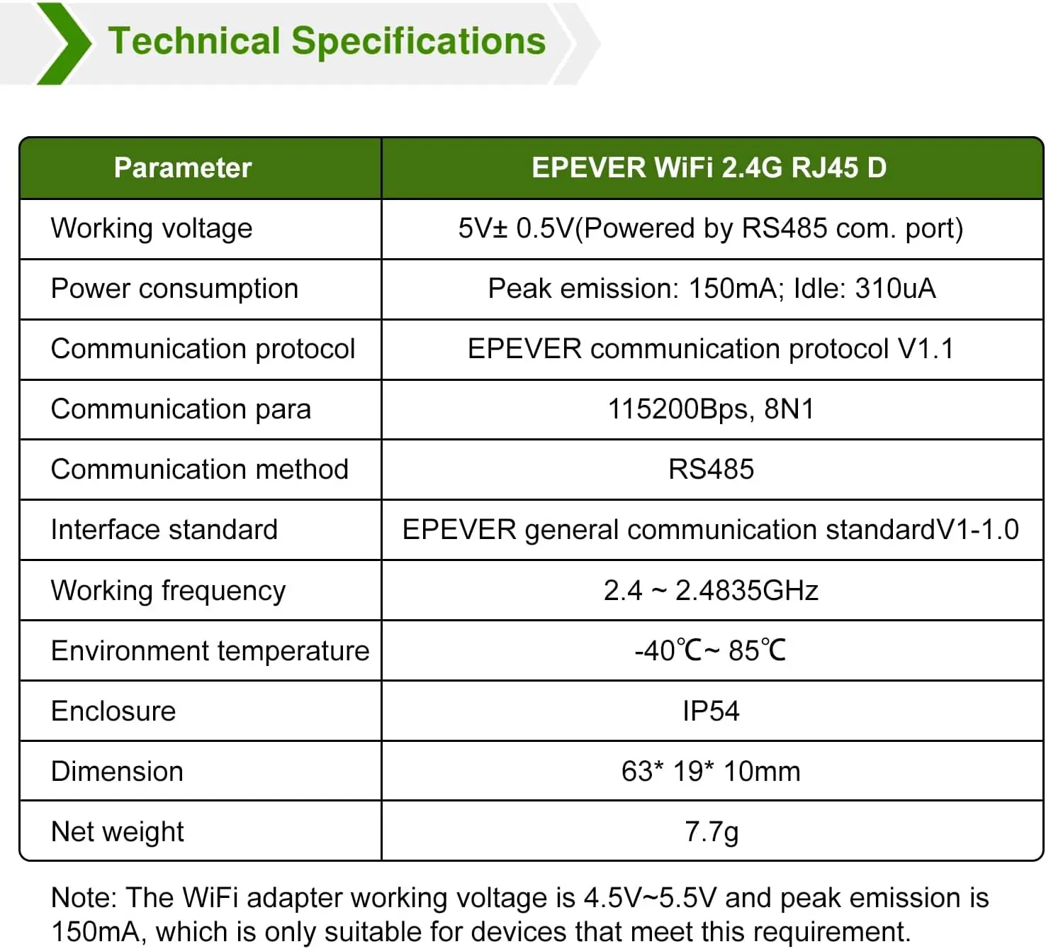 EPever-Módulo WiFi para Controlador Solar, Série Acessórios, WiFi, 2.4G, RJ45, D EPEVER