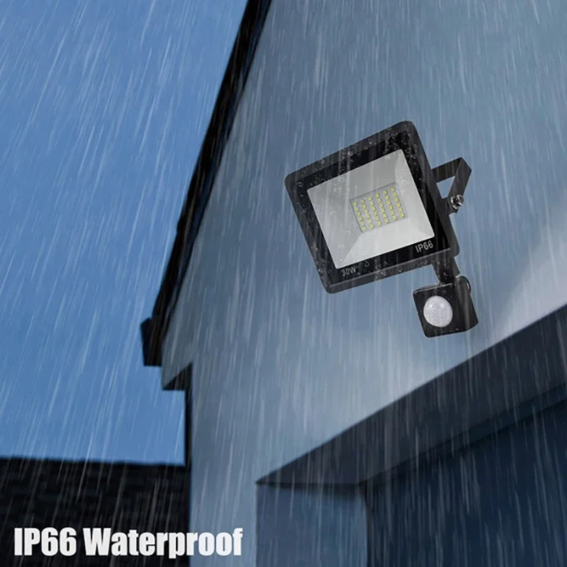 LED Floodlight PIR Motion Sensor 220V 10W 20W 30W 50W 100W 150W Reflector Flood Light Waterproof IP66 Outdoor Induction Lighting