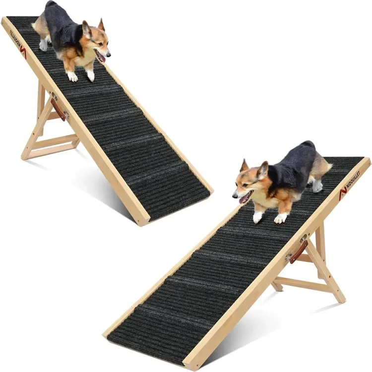 Long wooden foldable dog ramp 6 adjustable heights