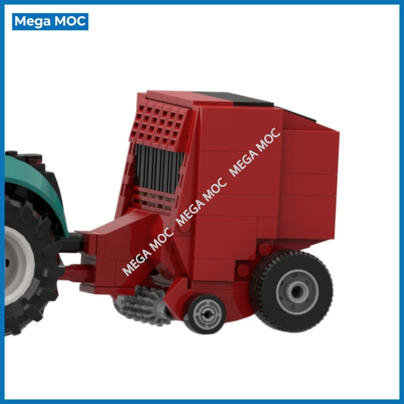 Grain Cart, Water Tank, Haybale Trailer, Farm Trailer, Round Baler for Tractor 60498 MOC Building Blocks Hobby Display Model