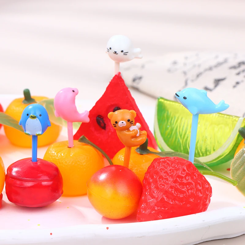 8 pz frutta forchetta commestibile plastica Mini cartone animato bambini torta frutta stuzzicadenti Bento pranzo Bento accessori decorazione del partito