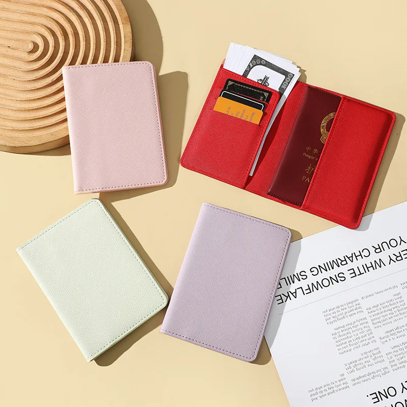 Passport holder, PU wear-resistant and anti-slip folding card holder, travel passport, men's and women's wallet