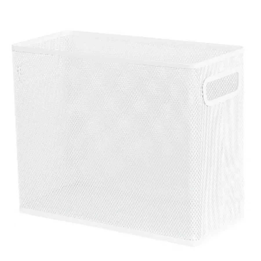 صندوق تخزين الملفات الشبكي الأبيض - تصميم أمامي مفتوح ومقبض من قطعة واحدة لسهولة الوصول إلى الملف