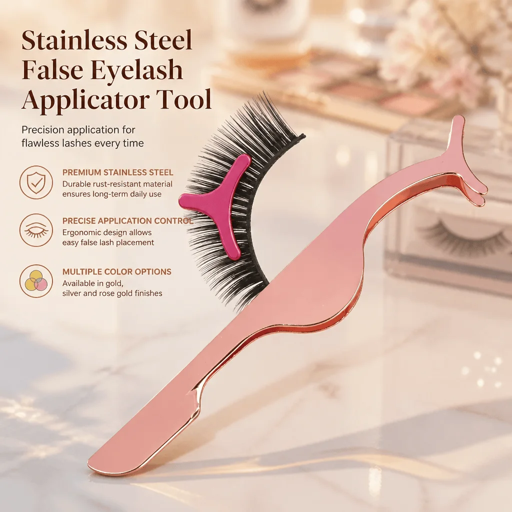 False Eyelash Applicator Tweezers For Women Stainless Steel Lash Tool Precise Application Control Makeup Helper Beauty