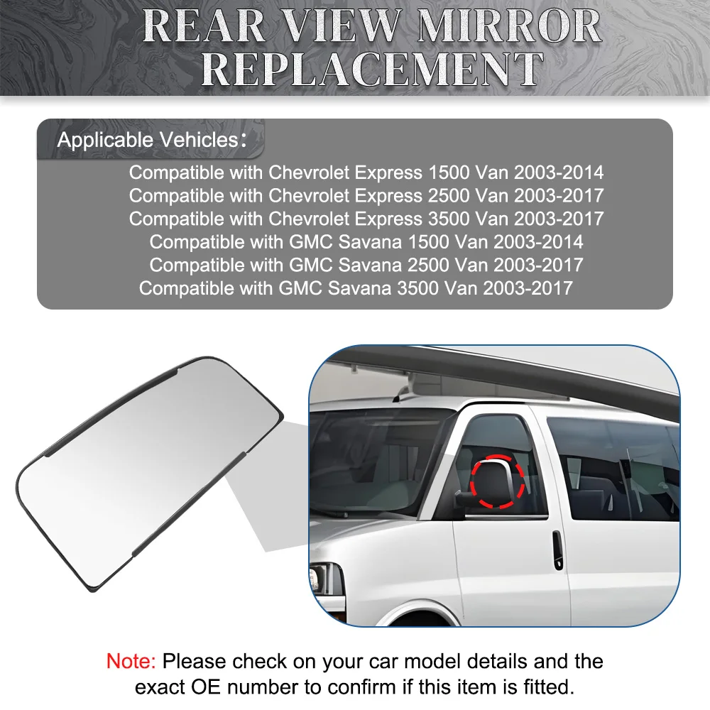 

Car Left /Right Side Lower Rearview Mirrors Glass For Chevrolet Express 1500 2500 3500 Van GMC Savana 1500 2500 3500 Van