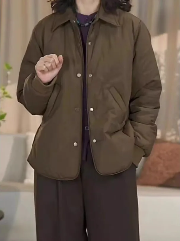 

Classic Casual Loose Comfortable Cotton Jaet Women's Faion Age Reduction Outerwear Simple Design Commute Sle Coat