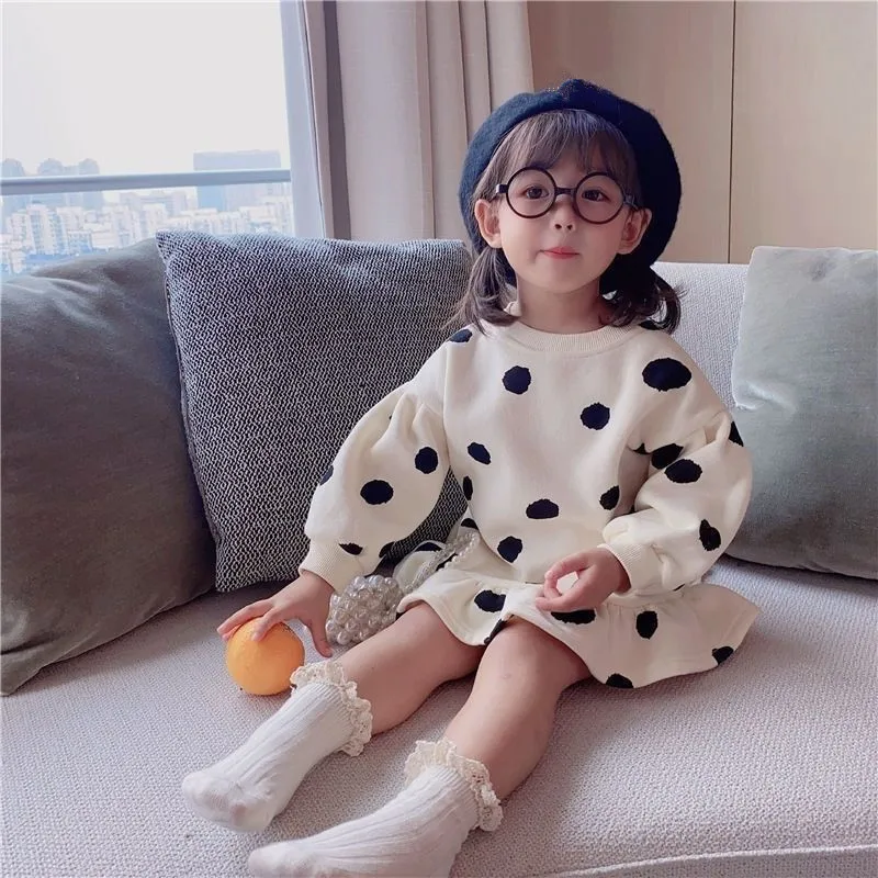 Girls' Cotton Plush Sweatshirt Dress Baby Autumn Winter Clothes Long Sleeve Casual Fashion Bud Dress 1-12T image 3