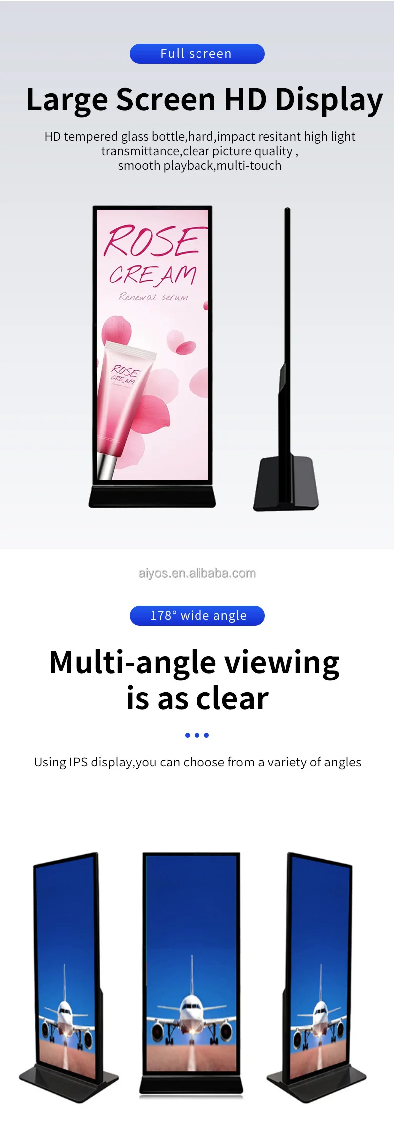 Cost - Effective 55 - 85 Inch Vertical Digital Signage - Android Touch Screen Floor Standing LCD [Best Deal]
