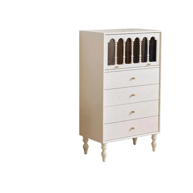 CX solid wood chest, bedroom storage, household side cabinet, white bedside cabinet
