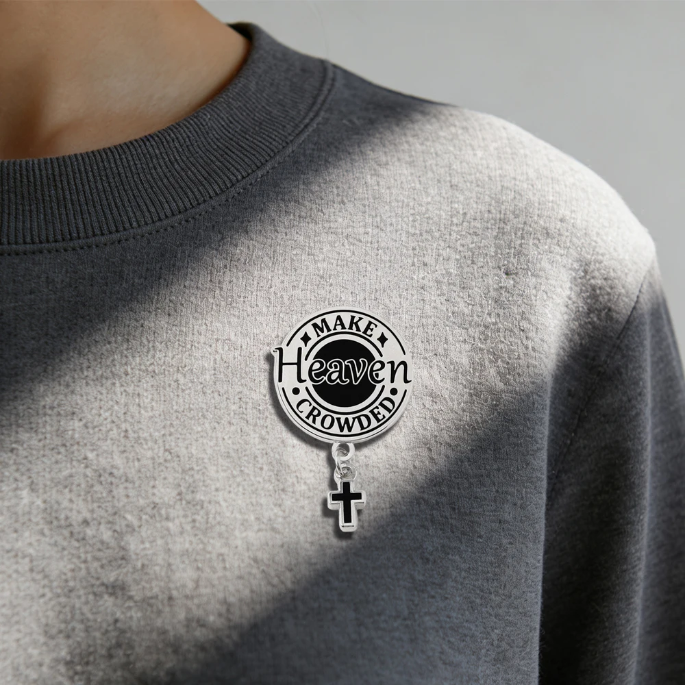 Religionsslogan „Mach den Himmel voller Menschen“ Emaille-Pin, Rosenkranz-Anhänger, Brosche, katholisches christliches Glaubensgeschenk, Bibel-Gebets-Accessoire – Detail 7