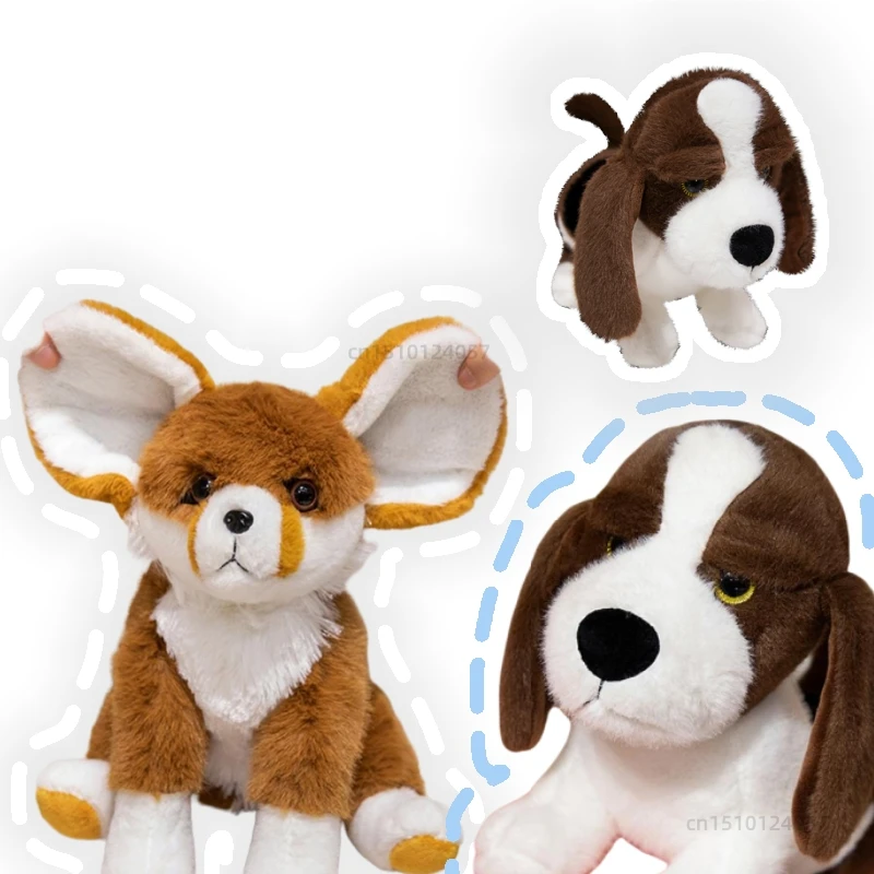 New Simulation Basset Hound Big-eared Dog Fennec Fox Soft Pet Plush Dolls Animals Home Decor Toys Throw Pillow Cartoon Gifts