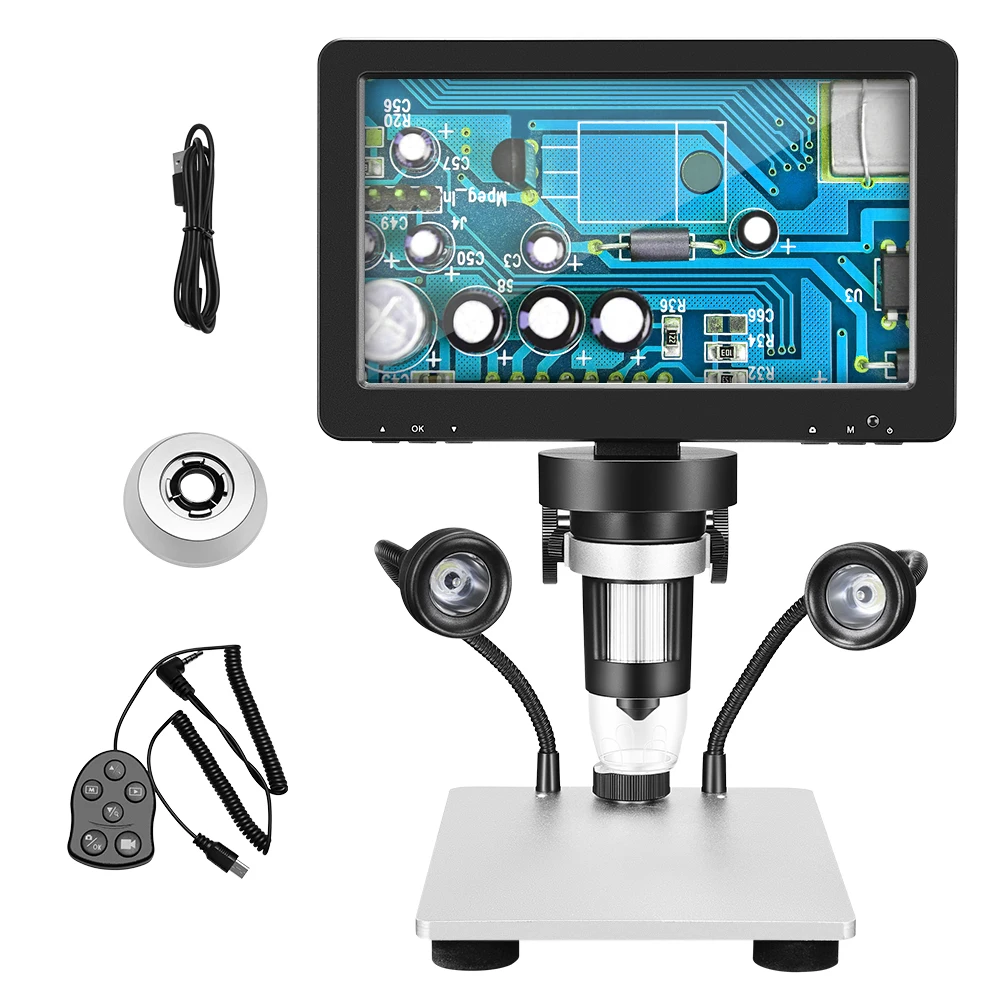 Digital Microscope 7inch 1080P LCD Screen Wintex USB Scope with Camera Video Recorder Magnification Base LED Light