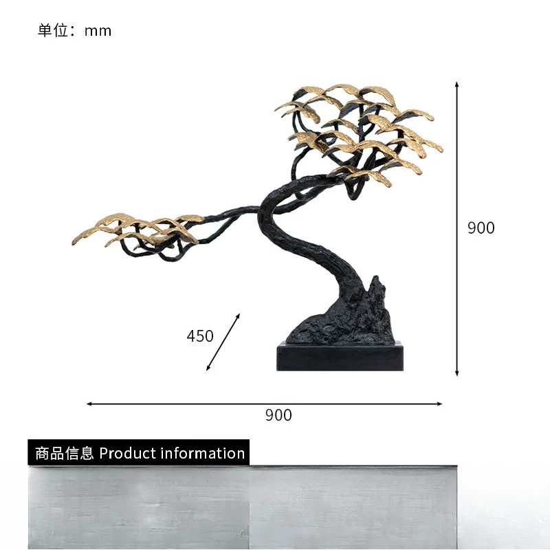 New Chinese-style wrought iron welcome pine villa clubhouse entrance hotel lobby tabletop light luxury pine decorative ornament