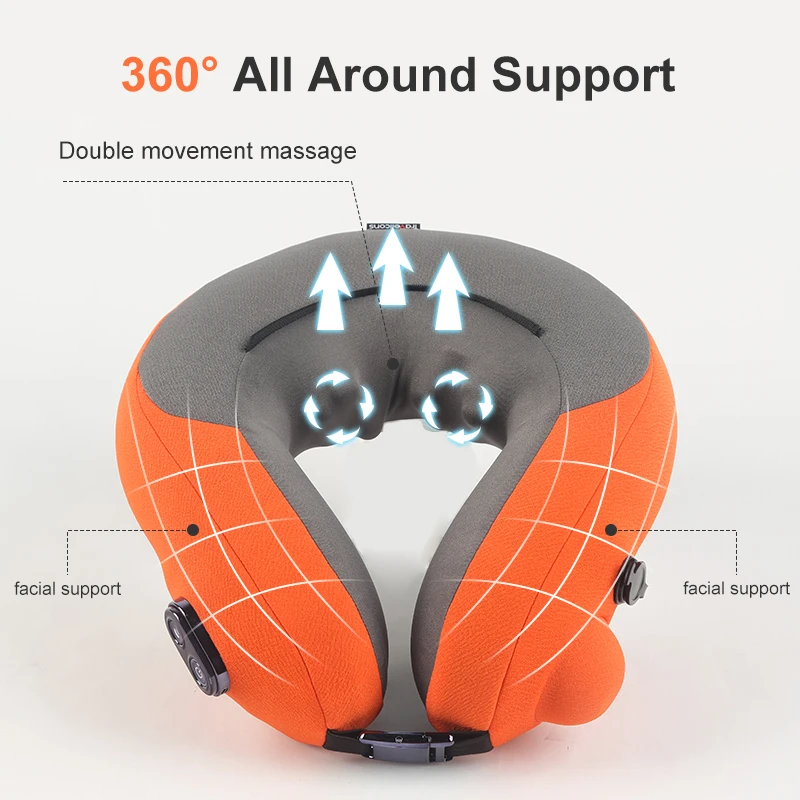 Custom Portable Cordless 3D Hooded Electric Neck Massage Pillow Intelligent Remote Heating for Home Car Airplane Body and Hand