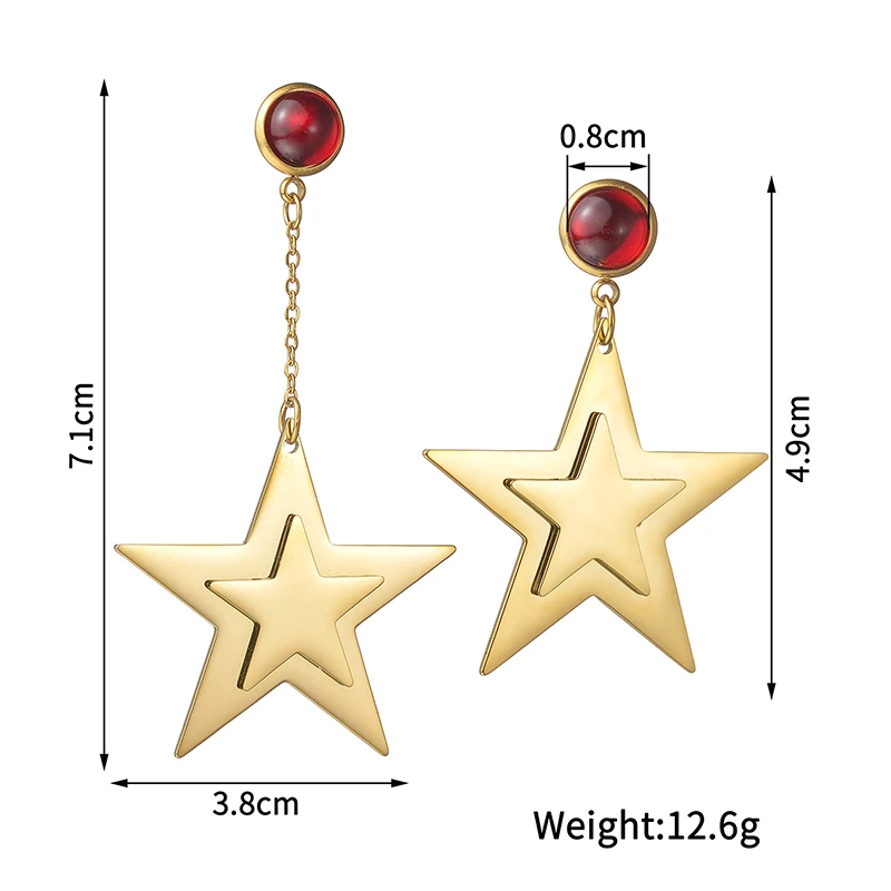 Goxijite Fashion New Earrings For Women Stainless Steel Irregular Length Five-pointed Star Earrings Jewelry Accessories Gift