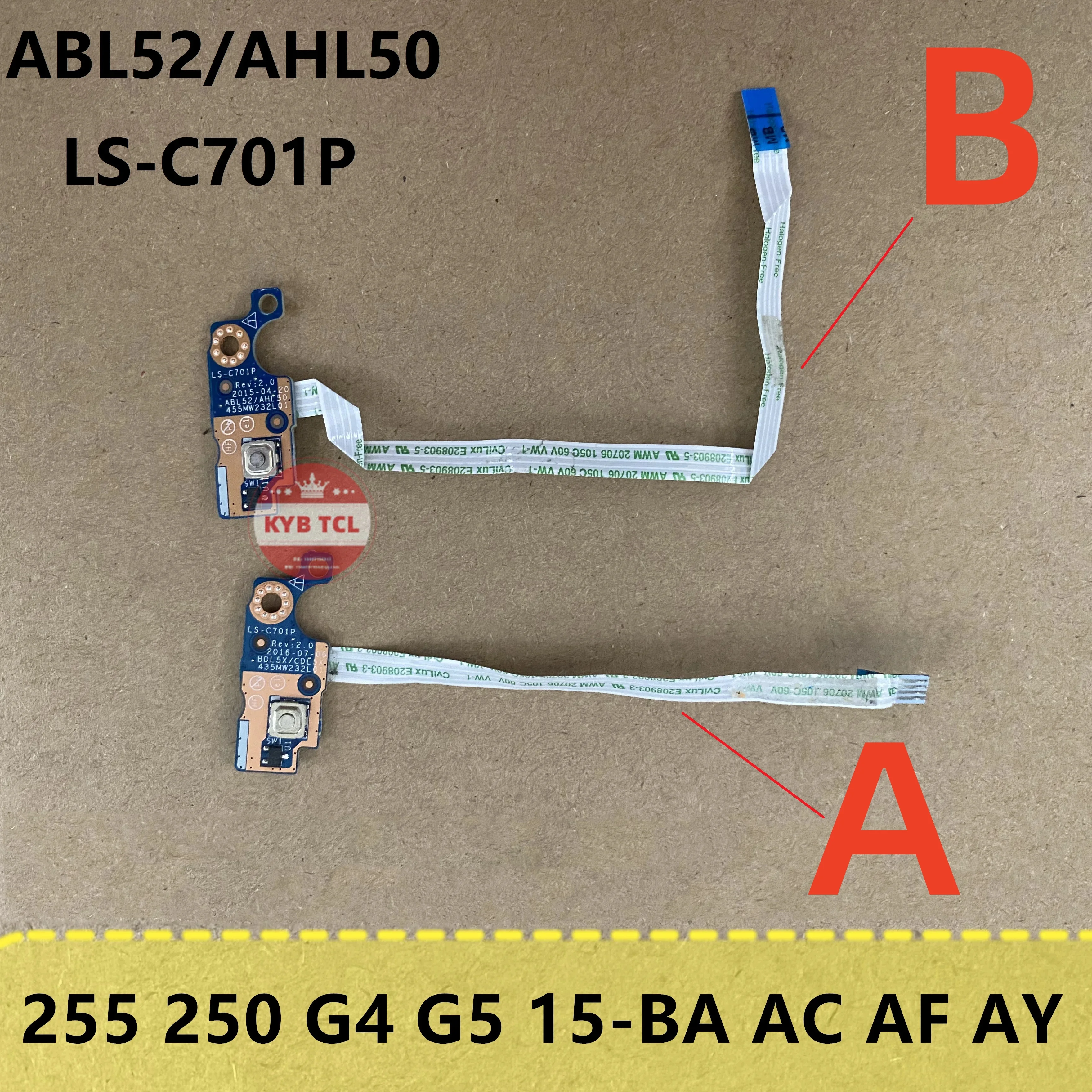 LS-C701P Para HP Pavilion 250 G4 255 G4 250 G5 255 G5 15-AY 15-AC 15-AF 15-BA Placa de botón de encendido/apagado para portátil con cable