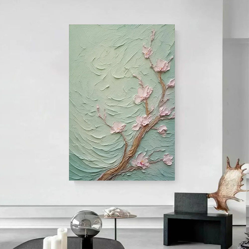 

100% hand drawn pink flower abstract oil painting original wall painting home living room decoration paint interior aesthetics
