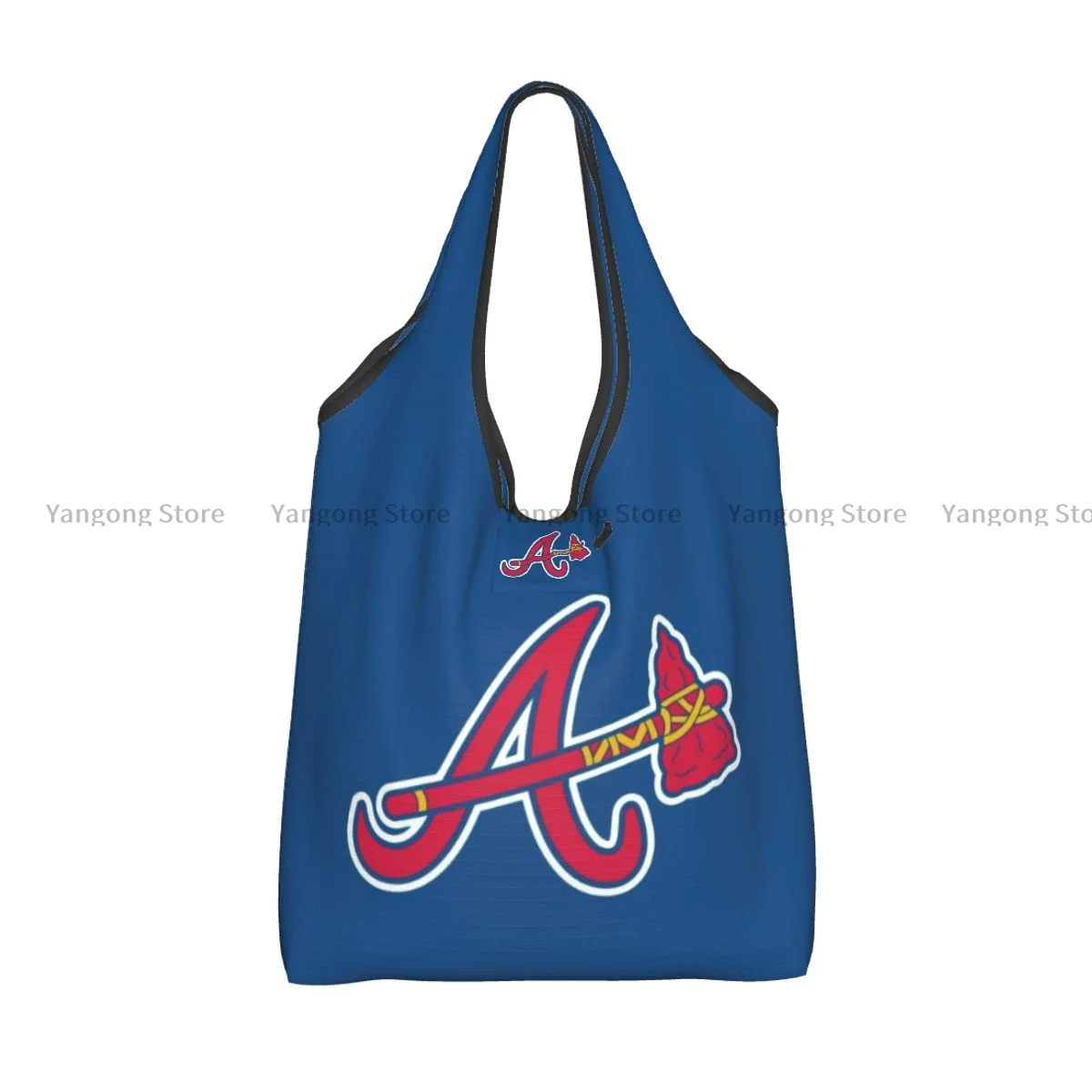 Foldable Shopping Bag Atlanta Braves Tote Folding Pouch Handbag Convenient Travel Grocery Bag