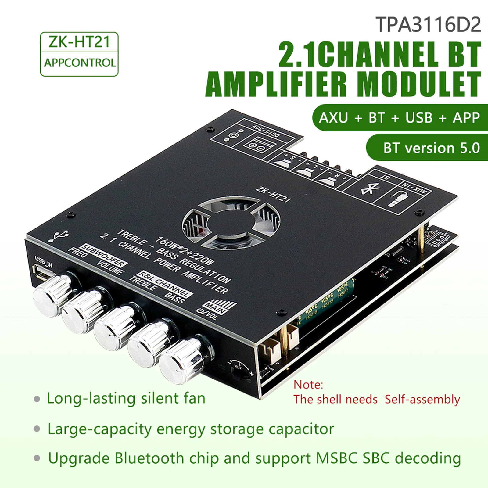 Digital Audio Stereo Power Amplifier Module BT 5.0 TDA7498E Subwoofer Channel Amplifier Board Subwoofer Power Stereo Audio AMP