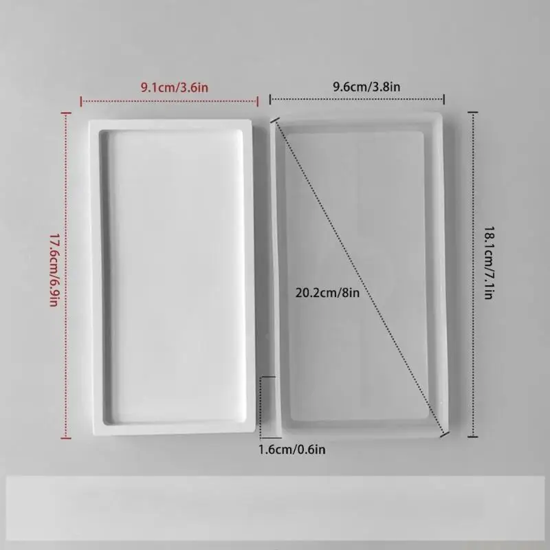 

D46E Silicone Jewelry Dish Molds Fruit Tray Moulds Rectangular Resin Casting Moulds