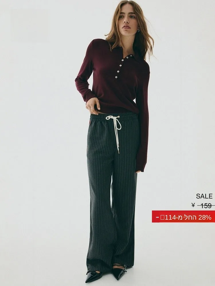 

Модный женский вязаный свитер с длинными рукавами винного цвета от H&M из весенней коллекции, удобный крой