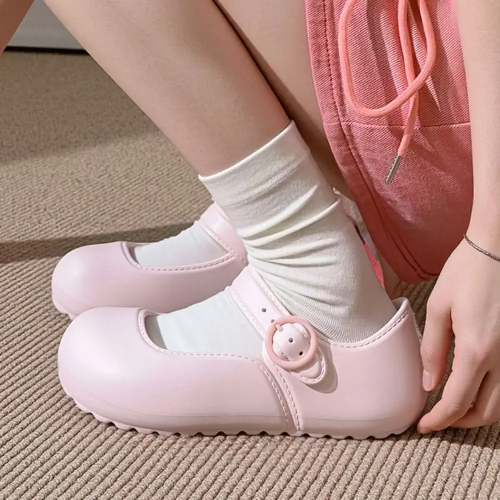 

Ins Candy Color EVA MaryJane Slippers Lolita Soft Sole Square Toe Ballerina Flats Anti-slip Slides Sandals Streetwear
