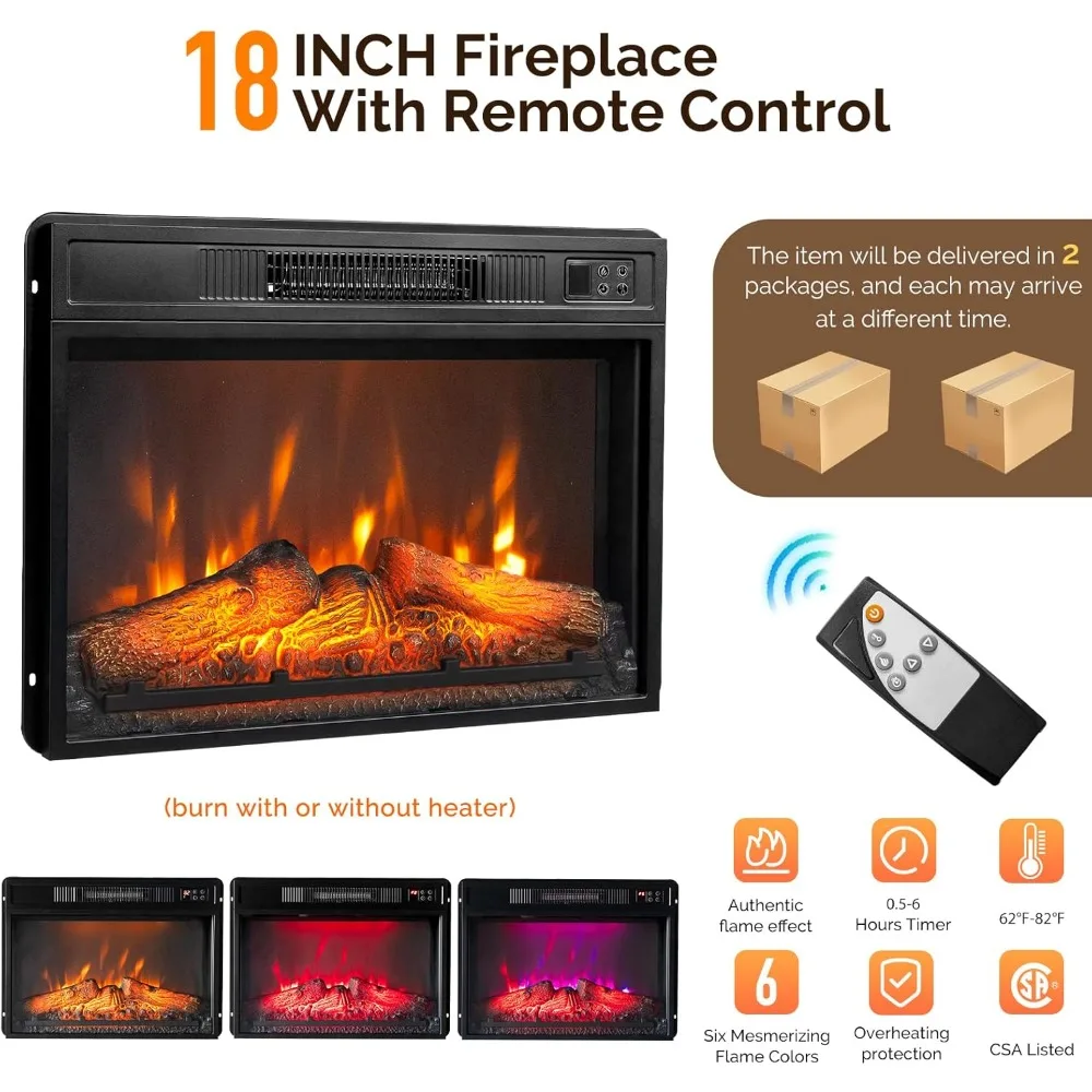 حامل تلفزيون Bonnlo 58 مدفأة مع أدراج قماش وأضواء LED، سخان مدفأة كهربائية، مركز ترفيه حديث مع مفتوح