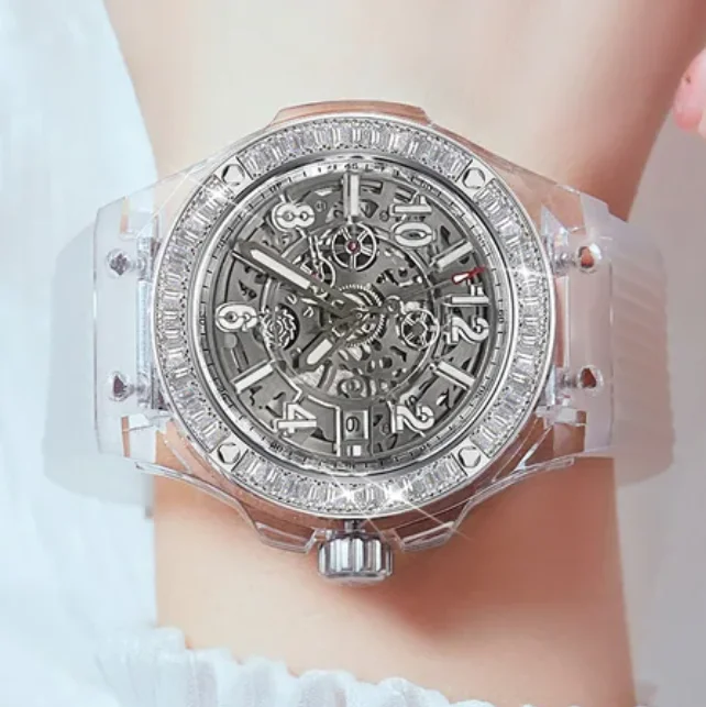Skeleton Mechanical Watch - HANBORO Kadın Otomatik Saat 41.5mm Bayanlar