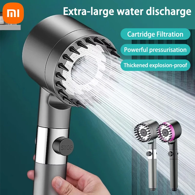 XIAOMI High Pressure Filter Shower Head 3-mode Adjustable Spray With Massage Brush Rain Faucet Shower Set Bathroom Accessories