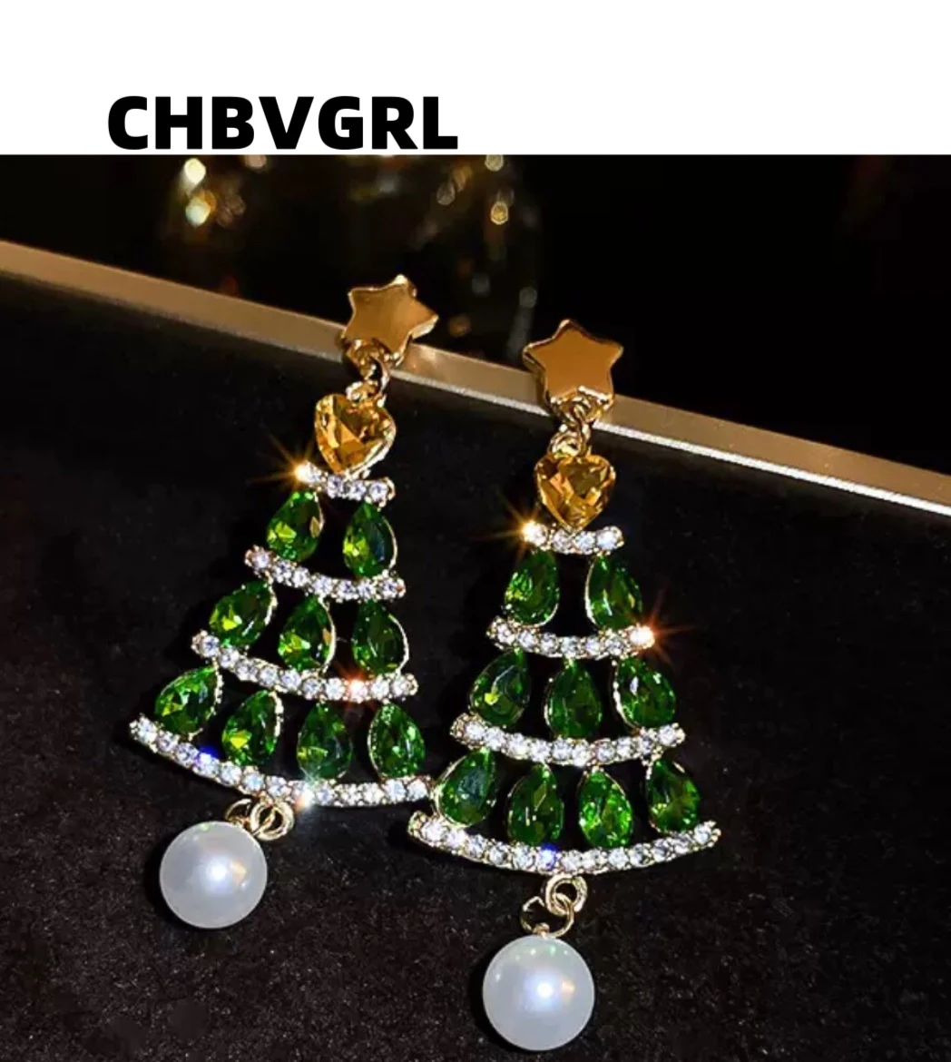 

Hot-selling European and American luxury emerald fringe earrings, exaggerated temperament ear studs, fashionable and high-end