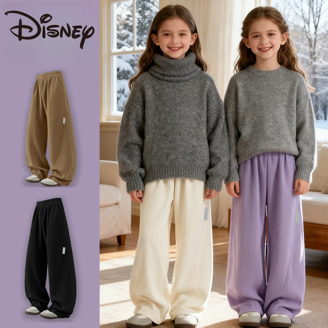 

Disney Children Clothes Kids Plush Lining Sweatpants Thickened Windproof Warm-keeping Trousers Soft Comfortable Sweatpants