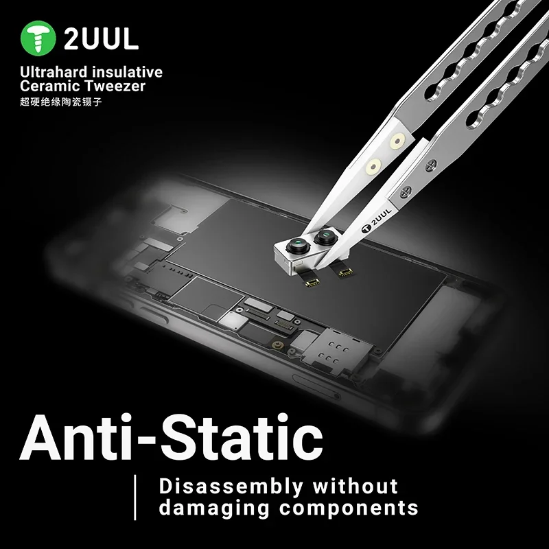 2UUL TW31 Ultratwarda izolacyjna pęseta ceramiczna antystatyczna bez deformacji nieprzewodząca procesor telefonu komórkowego IC PCB naprawa pęsety — zdjęcie 4