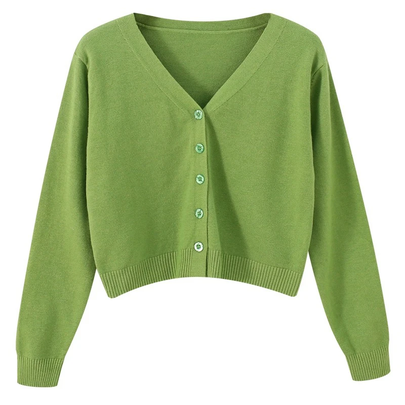 

Sweaters V-Neck Black Knitted Sweater Women Cardigans Fashion Long Sleeve Knit Sweater Cardigan Women Tops Sueter Feminino Q1153