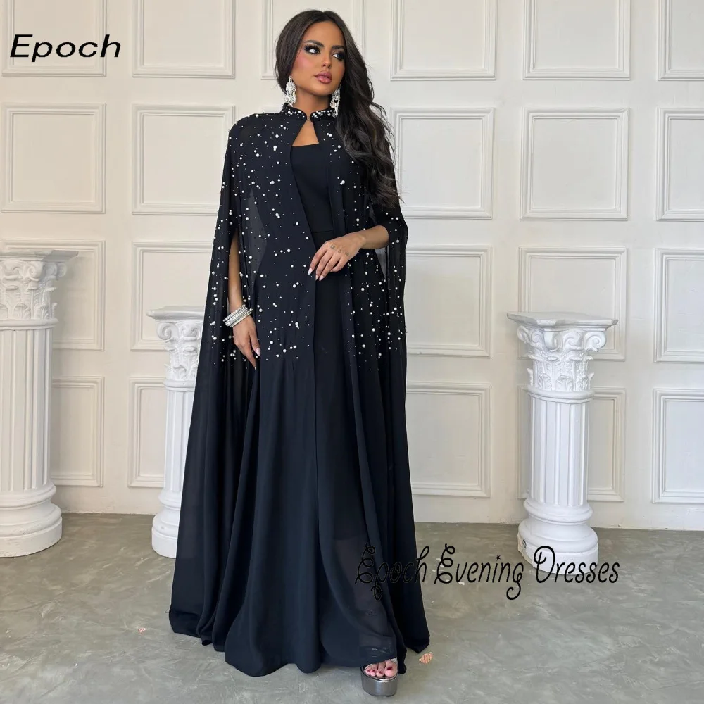 Epoch Chiffon Long Evening Dress Straight فساتين مناسبة رسمية Elegant Strapless Pearls Cocktail Prom Gown For Sexy Women 2024