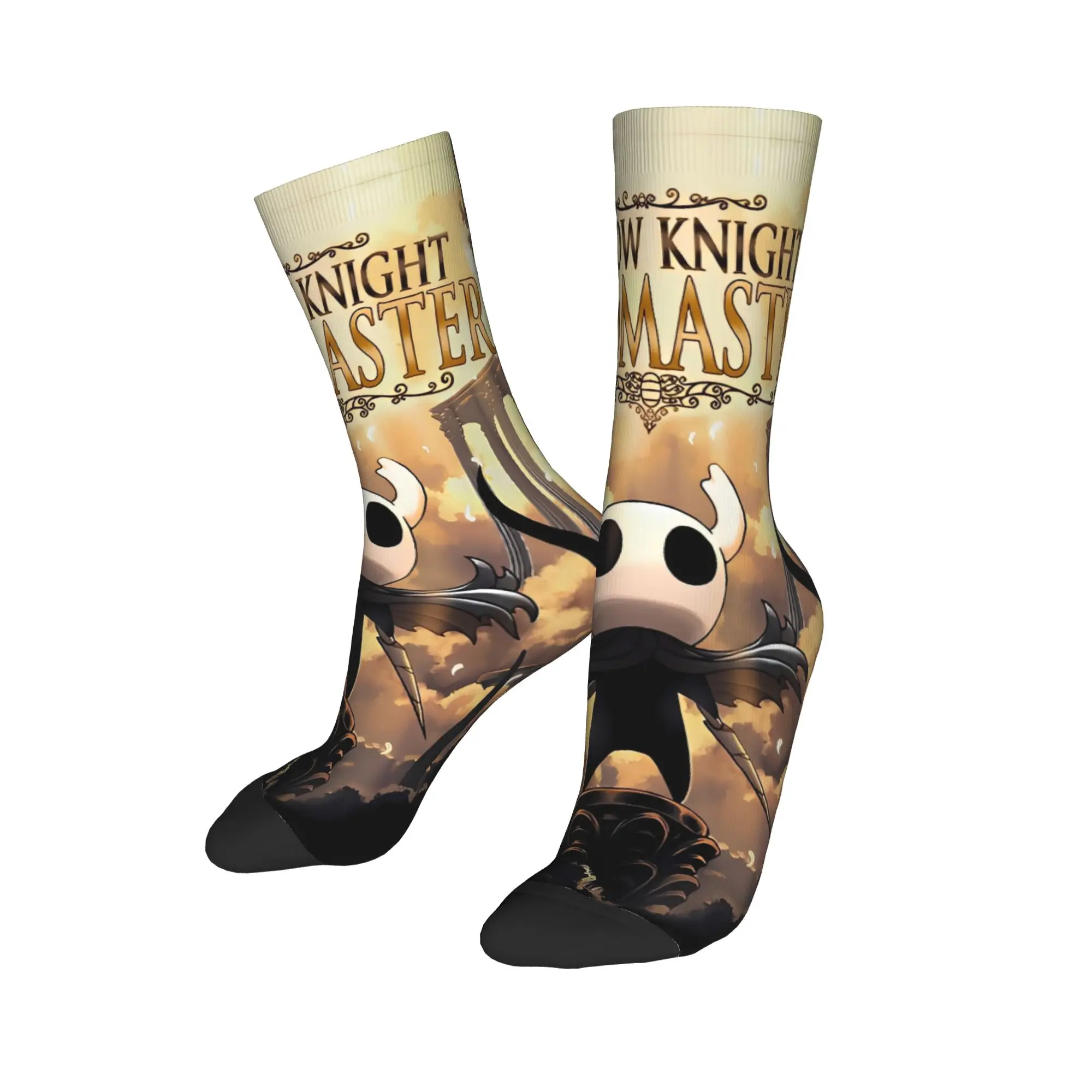 Męskie skarpety z nadrukiem kreskówkowym z gry Hollow Knight, drukowane w 3D, antypoślizgowe, średniej grubości, miękkie skarpety, zimowe modne skarpety graficzne na zewnątrz.