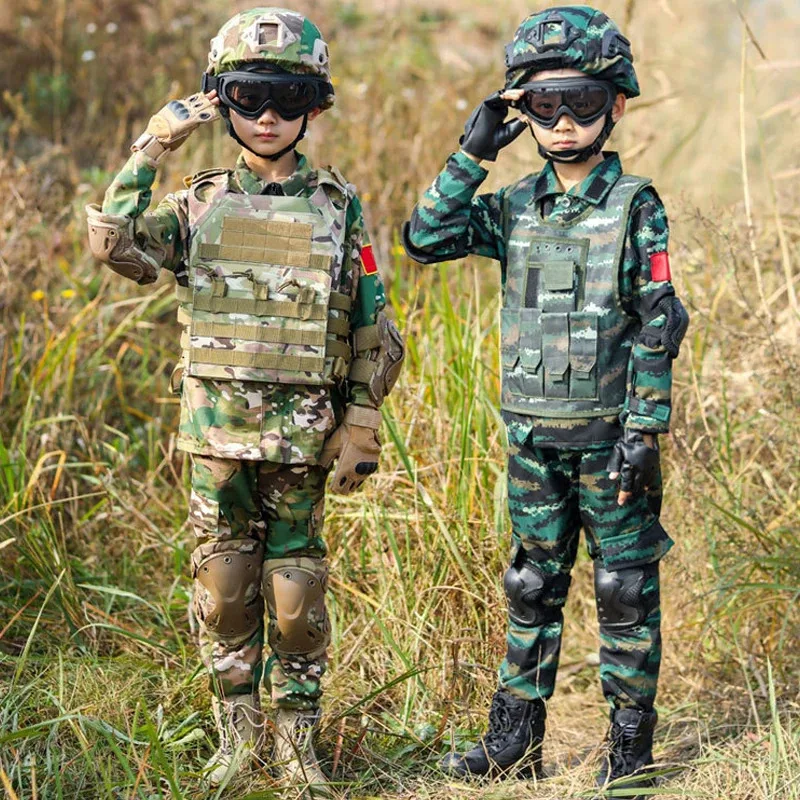 

New 2025 Kids Adult Military Tactical Training Uniform Set Children Jungle Camouflage Top Pants Men Special Forces Combat Ou❤★♥♡