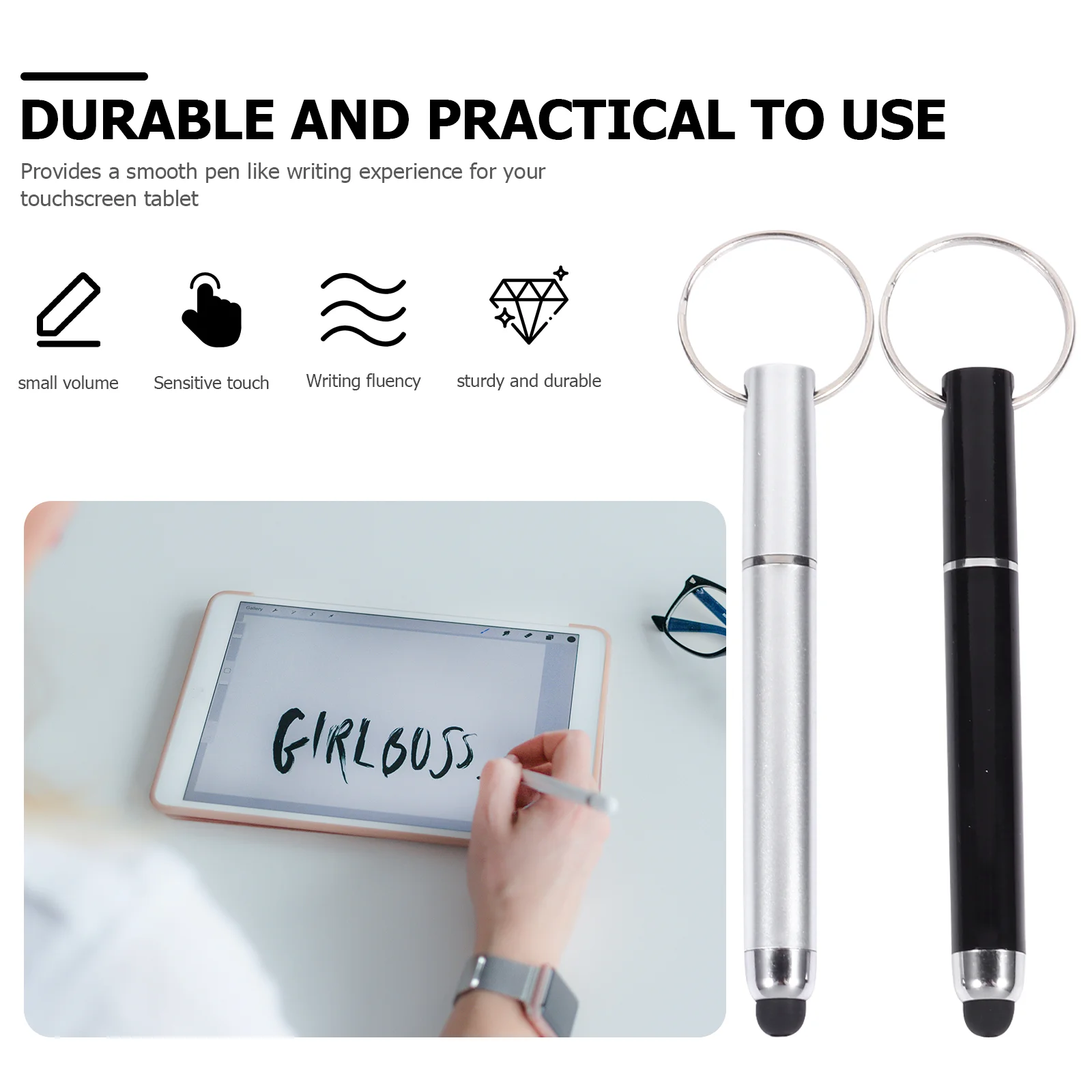 12pcs Stylus Screen Stylus Keyring Capacitive Stylus Ballpoint Pens Writing Tool Pocket Pen Lightweight Pendulum Pen