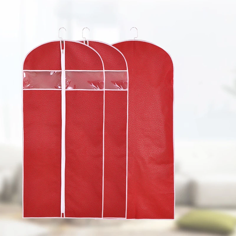 Non-woven Fabric Thicken Clothing Dust Cover Shirt Coat Storage Hanging Bag Clothing Dust Storage Bag with Viewing Window