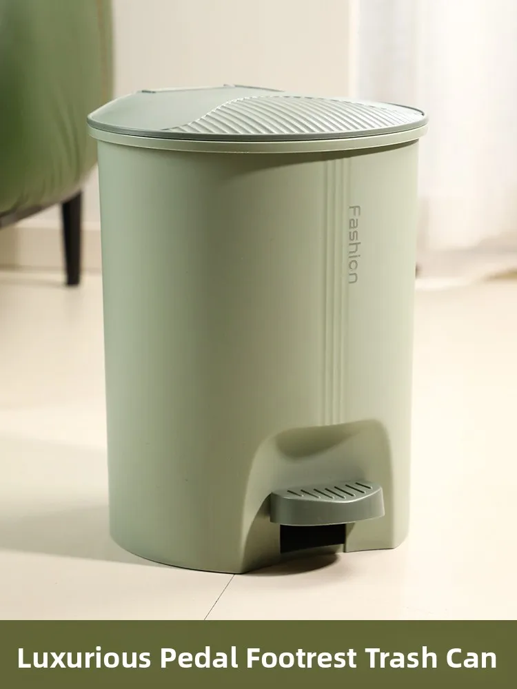 

Large Capaci Foot Pedal Tra Can Home Kitchen Batoom Living Room Bedroom Quiet Lowering round Body PP Material Tra Can