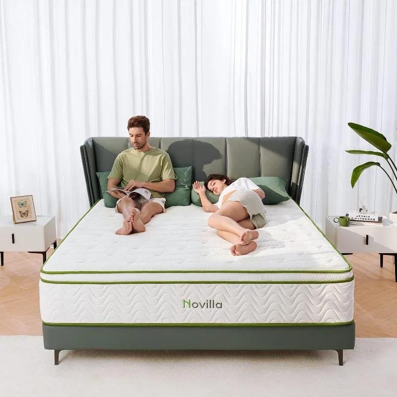 King-size Mattress, Gel Memory Foam Hybrid Mattress with Pocket Springs for Pressure Relief and Motion Isolation