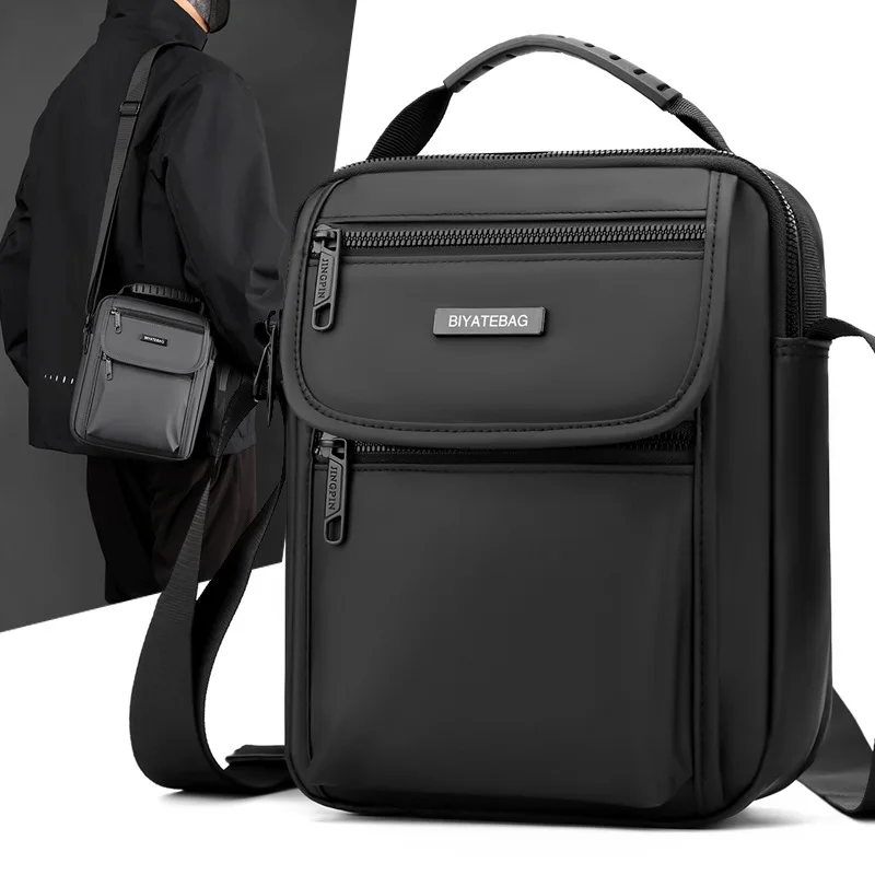 Waterproof PU commuting single-shoulder handbag, men's ultra-light crossbody bag, women's flip cover large-capacity backpack