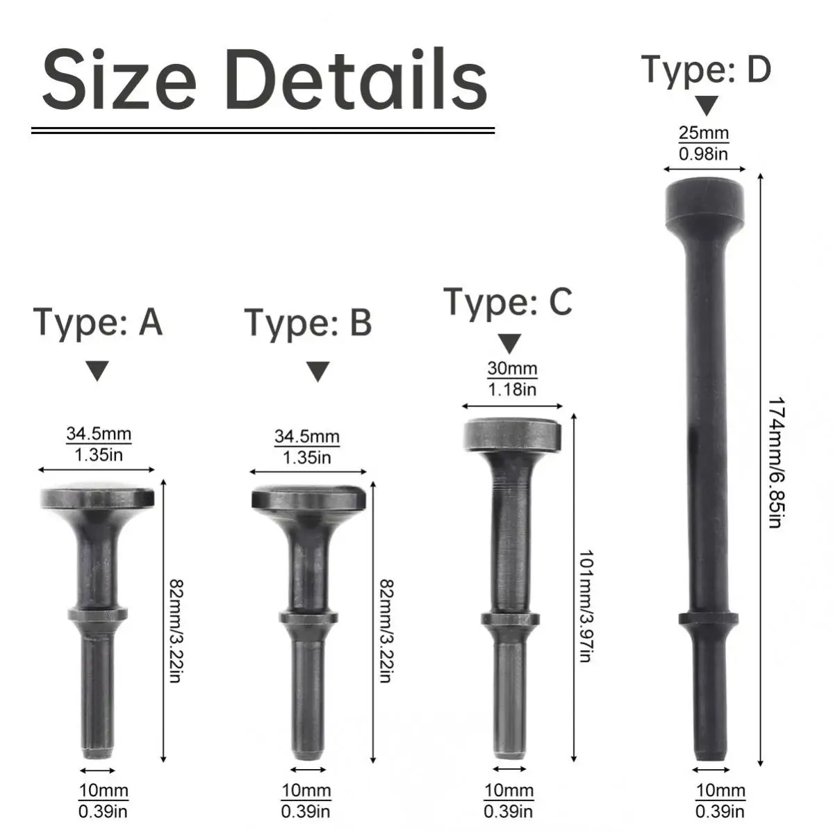 1pc Pneumatic Hammer Chisel Bit Solid Hard 45 # Steel Air Hammer Bit Pneumatic Impact Head for Rust Removal / Knocking