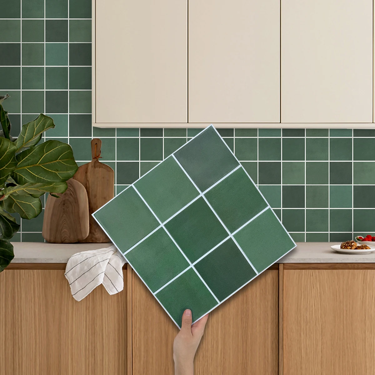 

10Pcs PVC Square Peel and Stick Wall Panels, Living Room Decorative Wall Panels, Waterproof and Easy to Install, Bathroom