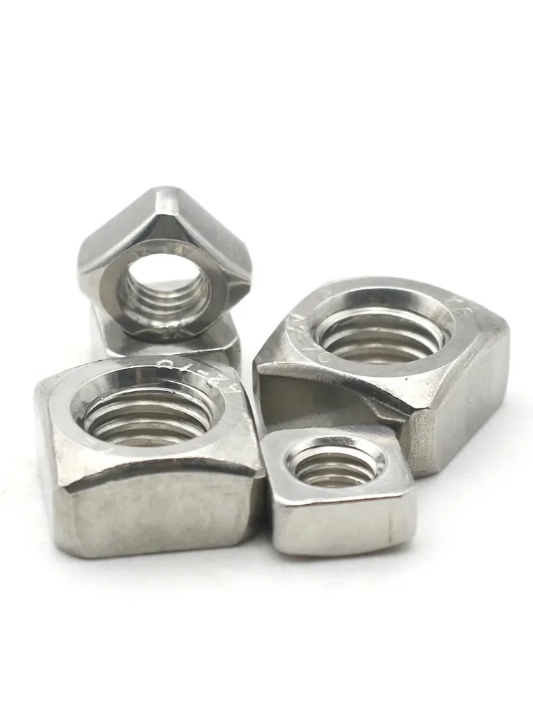 10 pièces/lot M3 M4 M5 M6 M8 M10 M12 304 écrous carrés en acier inoxydable antirouille écrous filetés carrés boulons attaches industrielles