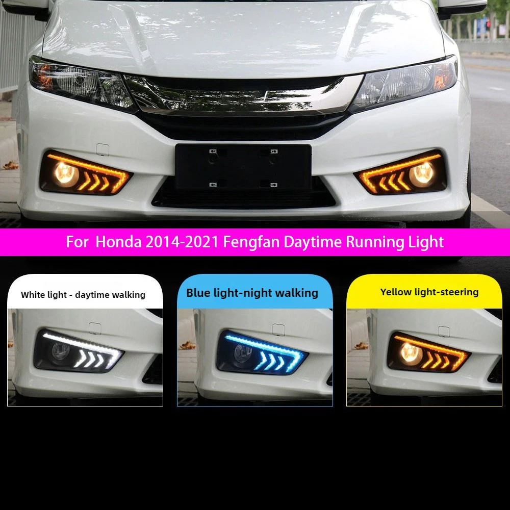 

Подходит для Honda City 2014-2021, светодиодных указателей поворота, противотуманных фар переднего бампера дневного хода.