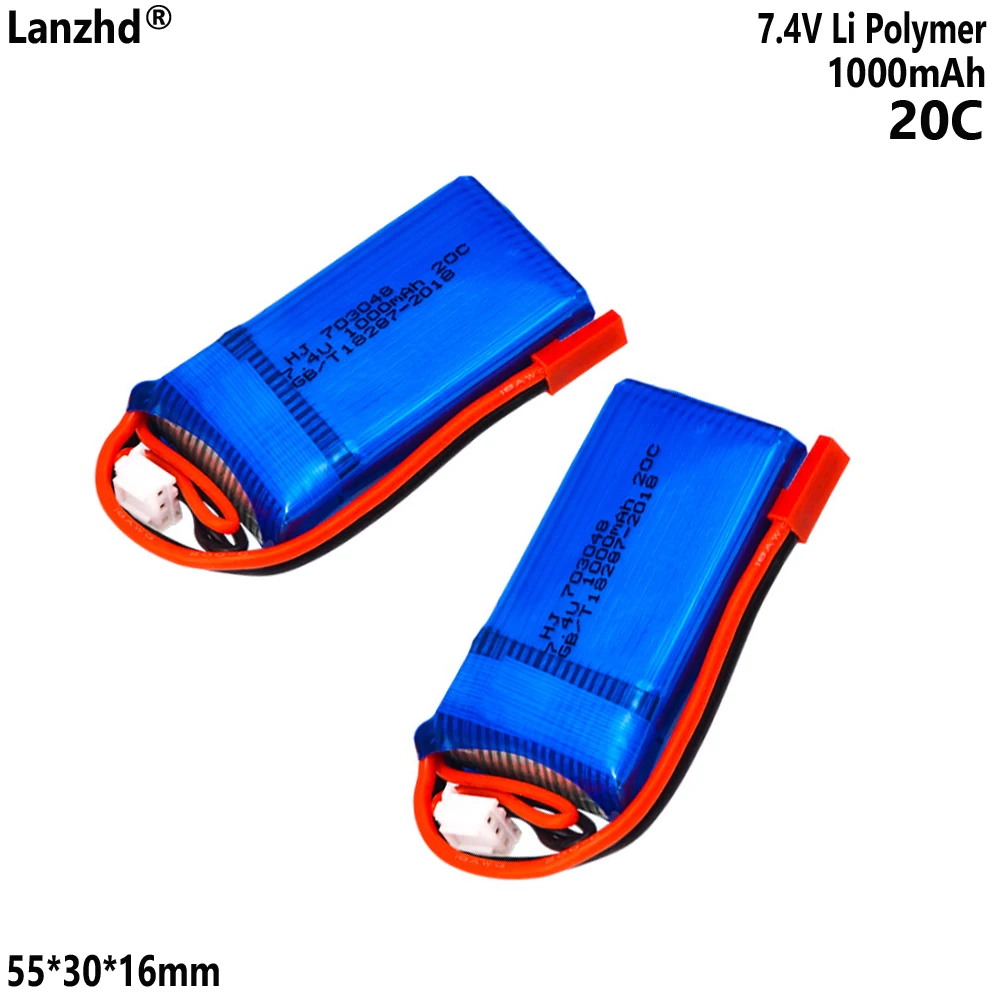 Lithium Battery 7.4V 1000mAh 20C 703048 For WeiLi V912 Mini KT Board X600 Model Airplane battery