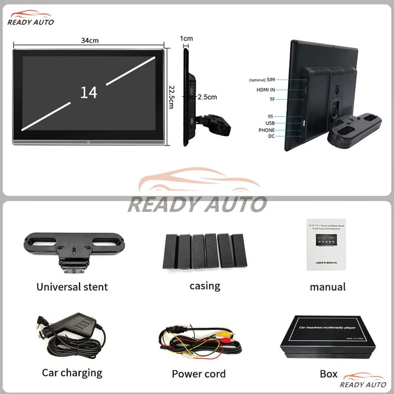  14 Zoll 8 + 128 GB HD 4K Auto-TV-Bildschirme Android14.0 Kopfstützenmonitor 8-Core Cortex RK3566 5G WiFi Rücksitz Unterhaltungssystem – Detail 7