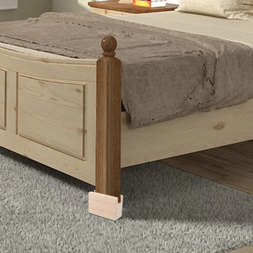 2pcs Bed Heightener Wood Risers Furniture Lifters Desk Leg Supports Table Elevators Chair Blocks Sofa Riser Pads Bed Lift image 2