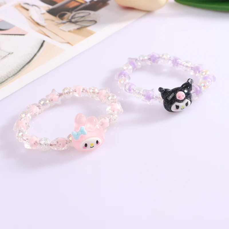 Cinnamoroll Kuromi My Melody Cartoon Cute Crystal Couple Bracelet Anime Toys For Girl Birthday Gift